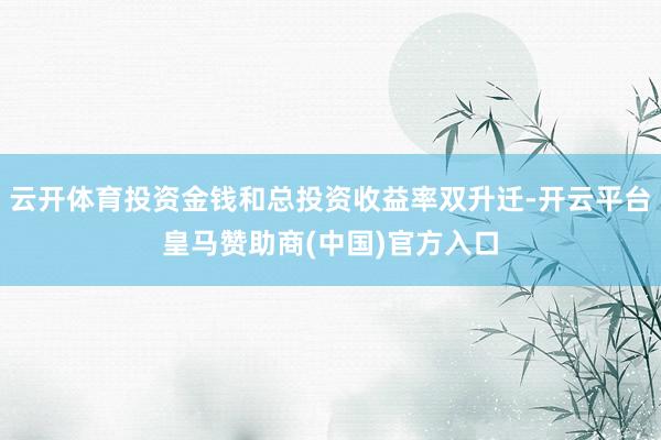 云开体育投资金钱和总投资收益率双升迁-开云平台皇马赞助商(中国)官方入口