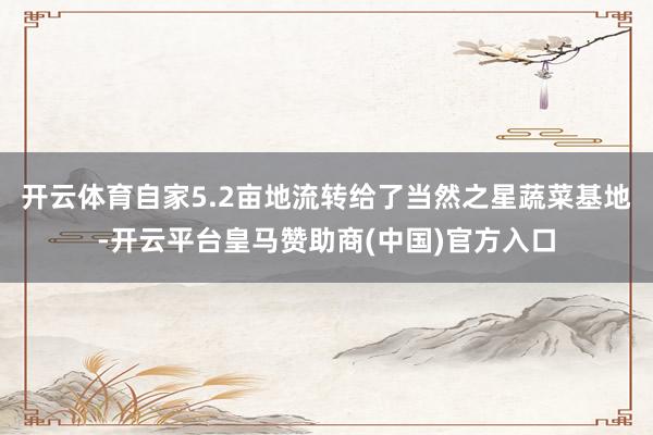 开云体育自家5.2亩地流转给了当然之星蔬菜基地-开云平台皇马赞助商(中国)官方入口